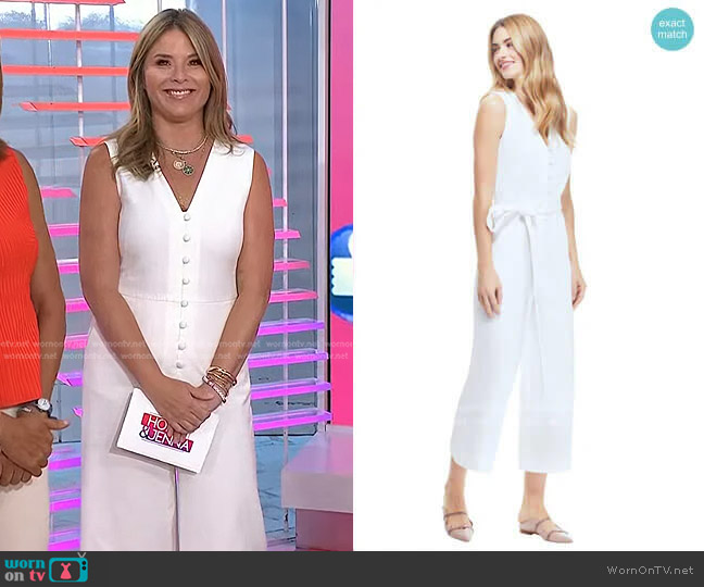 Stretch Cotton Jumpsuit by Pearl by Lela Rose worn by Jenna Bush Hager on Today