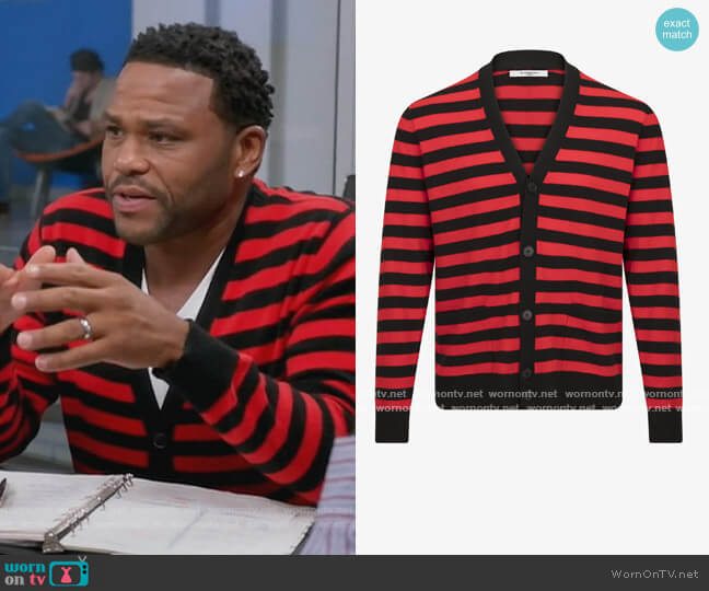 Stripe Wool Cardigan by Givenchy worn by Andre Johnson (Anthony Anderson) on Black-ish