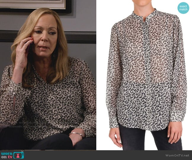 Baroque-Print Top by The Kooples worn by Bonnie Plunkett (Allison Janney) on Mom