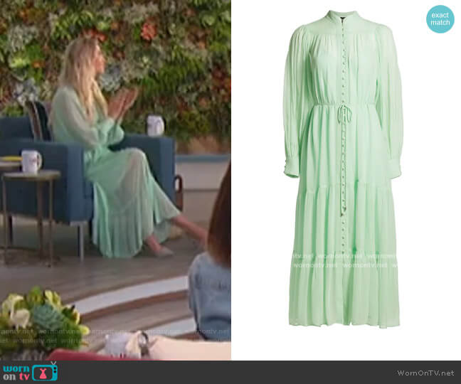 Long-Sleeve Semi-Sheer Tiered Maxi Dress by The Kooples worn by Amanda Kloots on The Talk