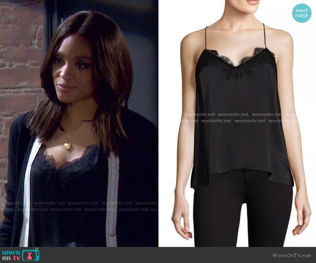 The Racer Top in Black by Cami NYC worn by Lani Price (Sal Stowers) on Days of our Lives