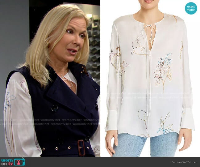 Theory Nature Silk Chiffon Tunic  worn by Brooke Logan (Katherine Kelly Lang) on The Bold and the Beautiful