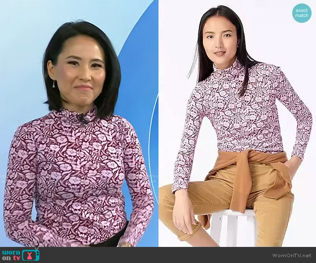 Tissue Turtleneck in Vintage Floral by J. Crew worn by Vicky Nguyen on Today