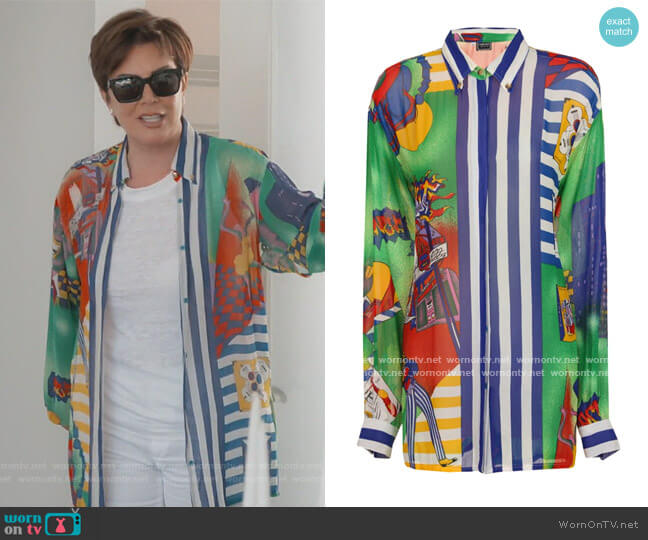 Vintage Couture New York Jazz Shirt by Versace  worn by Kris Jenner on Keeping Up with the Kardashians