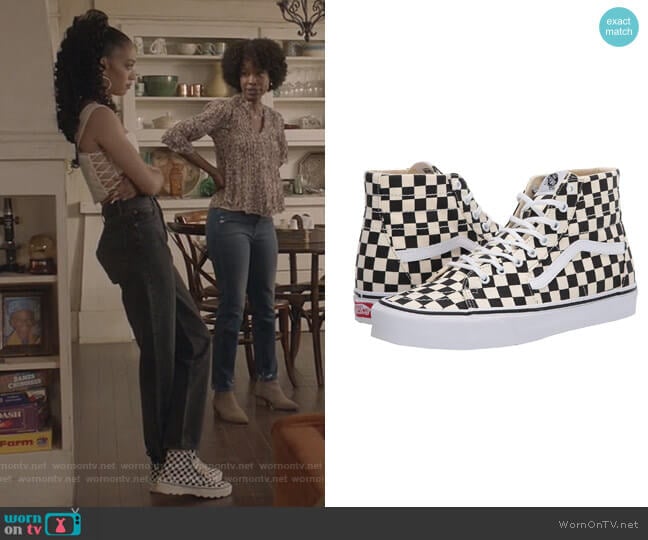 Tapered Checkerboard Sneakers by Vans worn by Olivia Baker (Samantha Logan) on All American