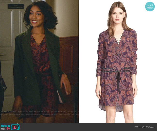 Benson Paisley Print Silk Dress by Veronica Beard worn by Mercedes Morris on Good Witch