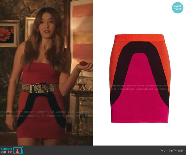 Colorblocking Merino Wool Pencil Skirt by Victor Glemaud worn by Kirby Anders (Maddison Brown) on Dynasty