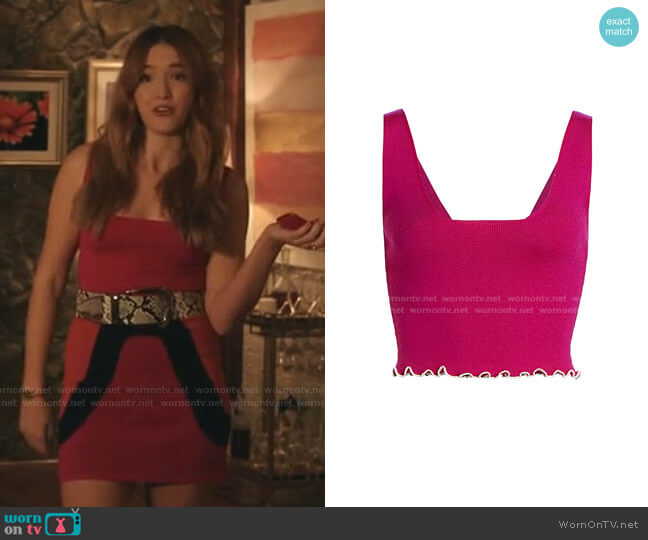 Cropped Lettuce Edge Merino Wool Tank Top by Victor Glemaud worn by Kirby Anders (Maddison Brown) on Dynasty