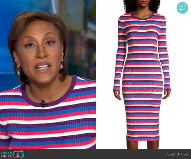 Striped Long-Sleeve Ribbed Dress by Victor Glemaud worn by Robin Roberts on Good Morning America