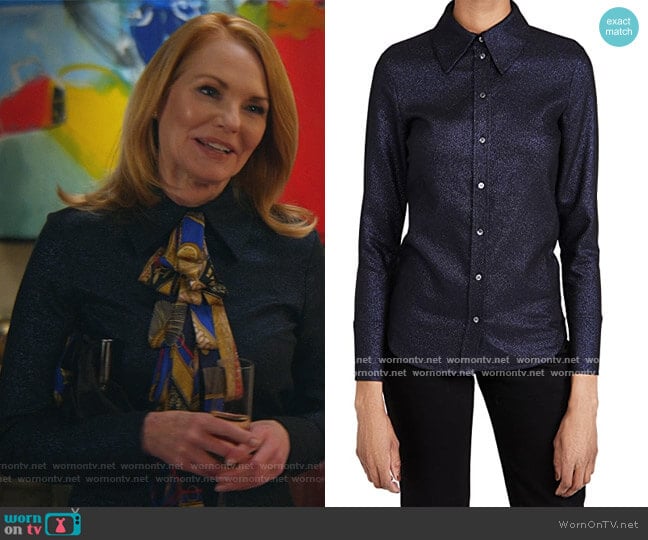 Fitted Metallic Tailoring Shirt by Victoria Victoria Beckham worn by Lisa Benner (Marg Helgenberger) on All Rise