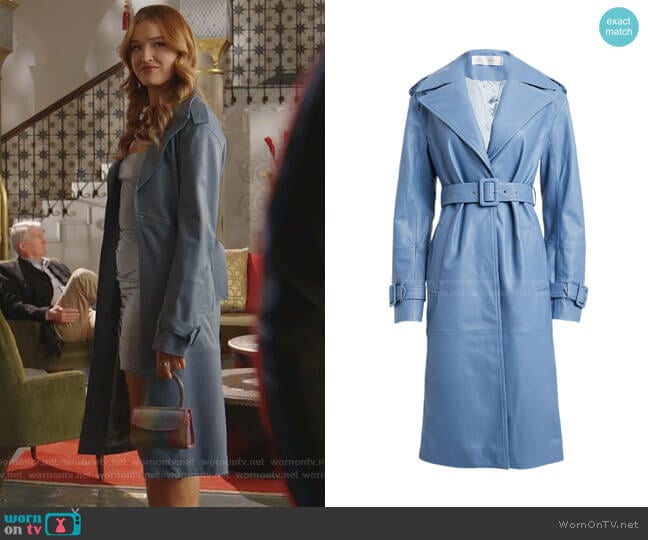 Leather Belted Trench Coat by Victoria Victoria Beckham worn by Kirby Anders (Maddison Brown) on Dynasty