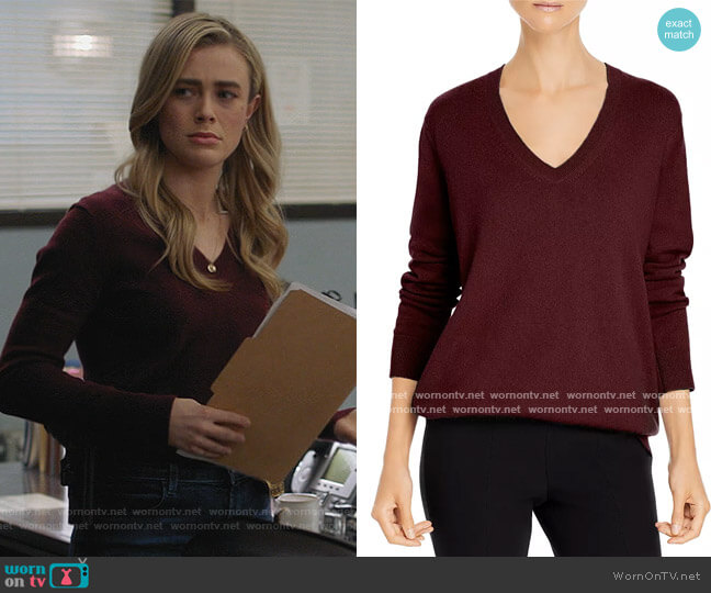 Weekend V Neck Cashmere Sweater by Vince worn by Michaela Stone (Melissa Roxburgh) on Manifest