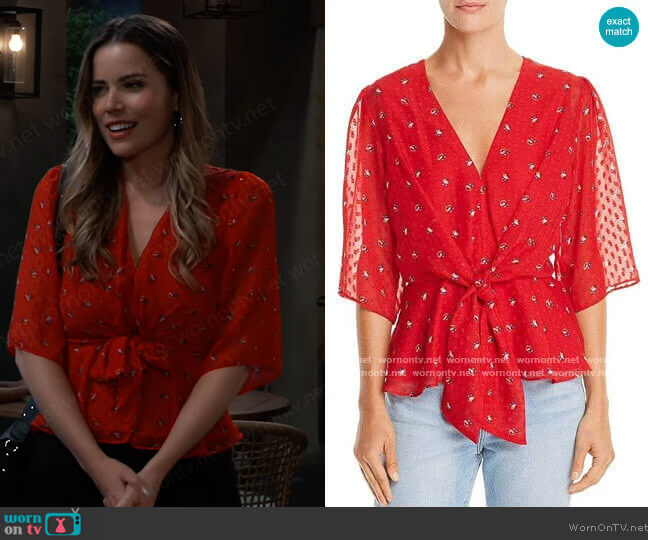 WAYF Amora Tie-Front Floral Print Top worn by Sasha Gilmore (Sofia Mattsson) on General Hospital