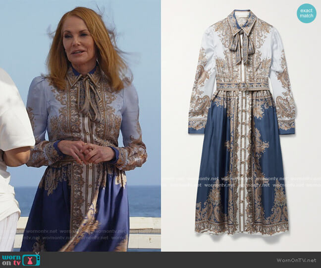 Luminous Scarf print midi dress by Zimmermann worn by Lisa Benner (Marg Helgenberger) on All Rise