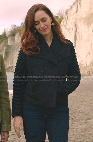 Abigail’s black ribbed sleeve jacket on Good Witch