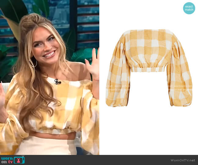 Sutherland Gingham Crop Top by Acler worn by Chrishell Stause on E! News Daily Pop