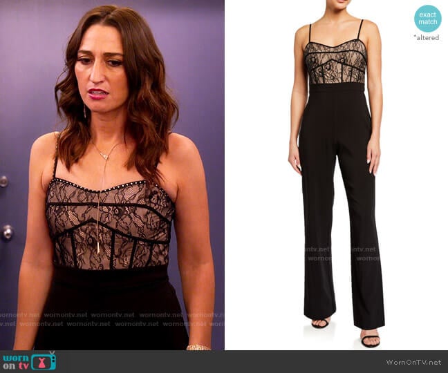 Aidan Mattox Lace Corset Top Jumpsuit worn by Dawn Solano (Sara Bareilles) on Girls5eva