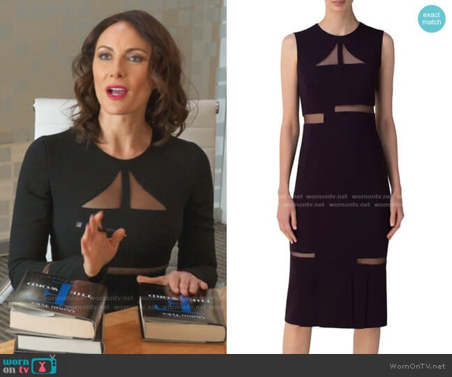 Tulle Cutout Double Face Midi Sheath Dress by Akris worn by Quinn (Laura Benanti) on Younger