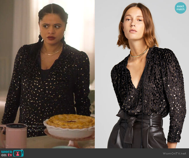 A.L.C. Ophelia Lurex Jacquard Top worn by Mel Vera (Melonie Diaz) on Charmed