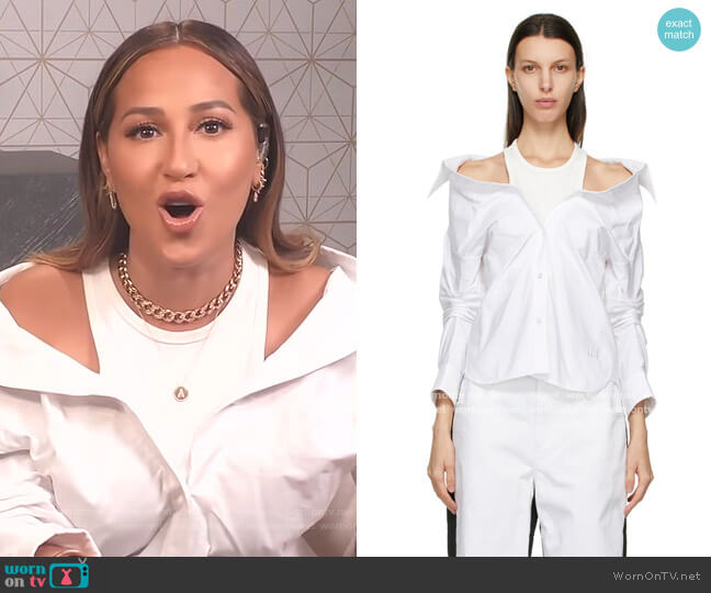 White Off-Shoulder Shirt by Alexander Wang worn by Adrienne Houghton  on The Real
