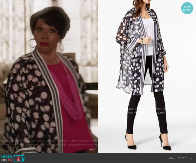 Printed Sheer Kimono Top by Alfani worn by Jenifer Lewis on Black-ish