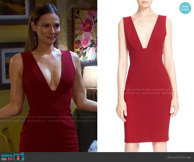 Esmira Fitted V-Neck Dress by Alice + Olivia worn by Ava Vitali (Tamara Braun ) on Days of our Lives