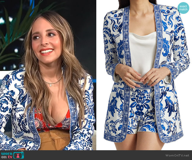Chriselle Embroidered Longline Blazer by Alice + Olivia worn by Lilliana Vazquez on E! News