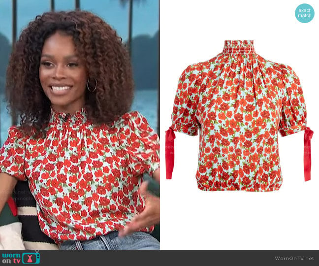 Irene Blouse by Alice + Olivia worn by Zuri Hall on Access Hollywood