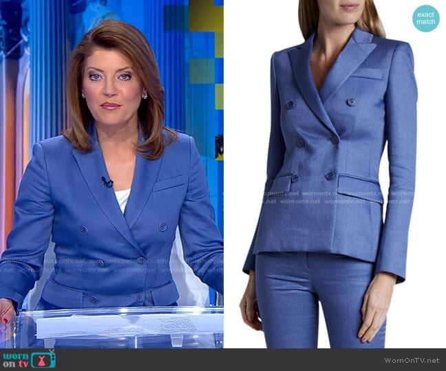 WornOnTV: Norah’s blue double breasted blazer on CBS Evening News