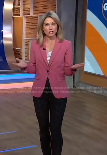 Amy’s pink blazer and leopard pants on Good Morning America