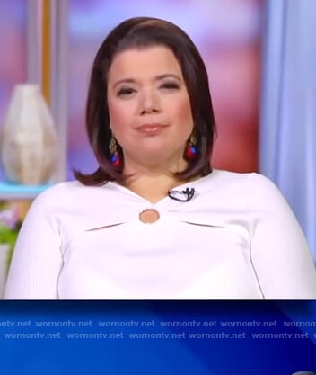 Ana’s white ring detail sweater on The View