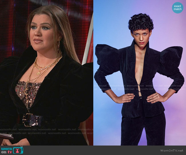 Velvet Suit Top by April & Alex worn by Kelly Clarkson  on The Voice