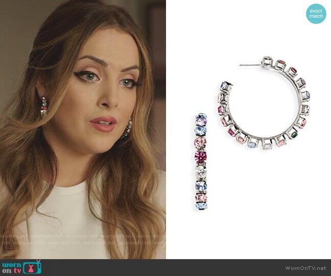 Medium Round Hoop Earrings by Area worn by Fallon Carrington (Elizabeth Gillies) on Dynasty