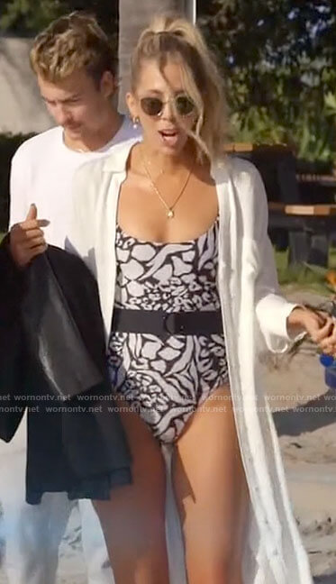 Ashley's black and white animal print swimsuit on The Hills New Beginnings