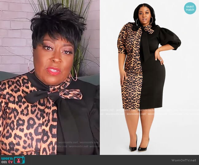 Leopard Colorblock Dress by Ashley Stewart worn by Loni Love on The Real