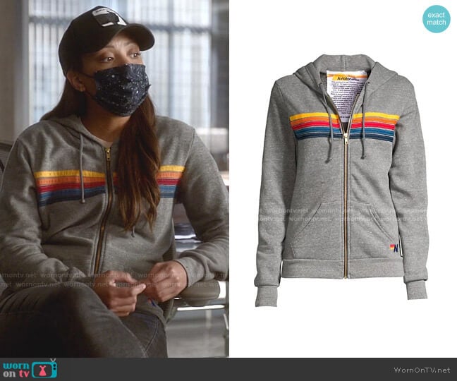 Five-Stripe Zip-Front Hoodie by Aviator Nation worn by Danny James (Jaime Lee Kirchner) on Bull