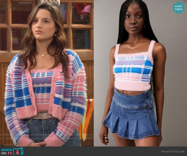 Baby Pink and Blue Plaid Cami Top by Urban Outfitters worn by Lex (Jules LeBlanc) on Side Hustle