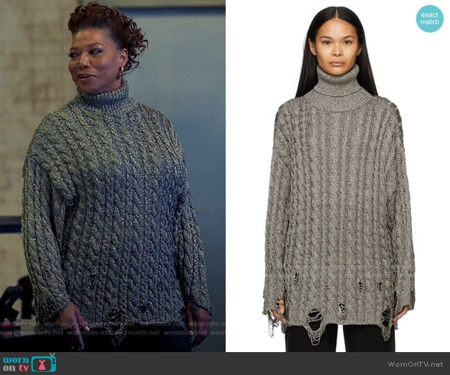 WornOnTV: Robyn's silver cable knit turtleneck sweater on The