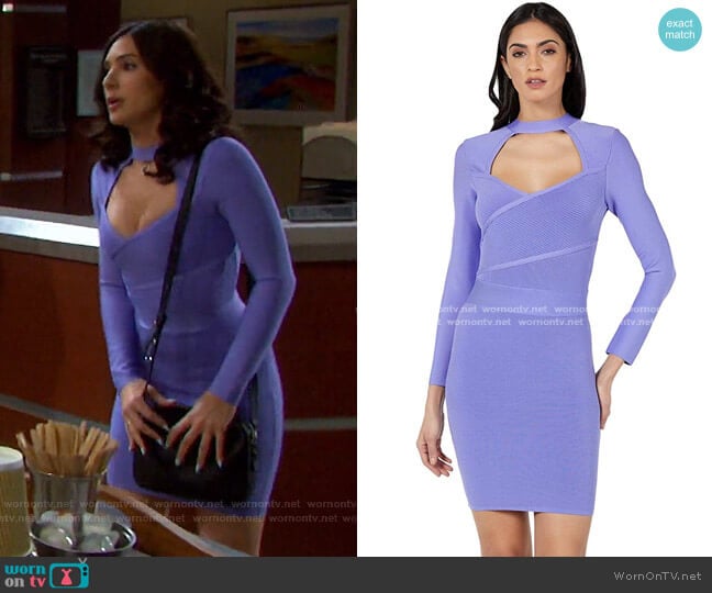 Long Sleeve Surplice Front Bandage Dress by Bebe worn by Gabi Hernandez (Camila Banus) on Days of our Lives