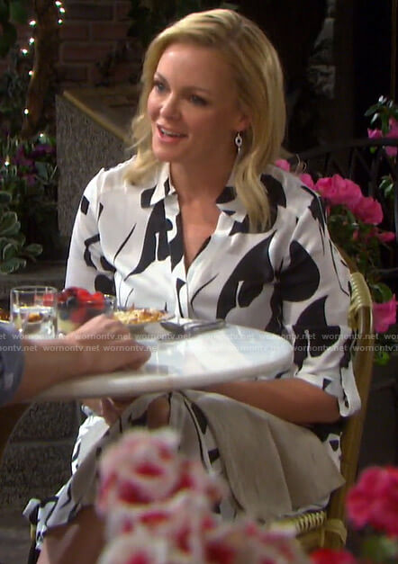 Belle's black and white printed shirtdress on Days of our Lives