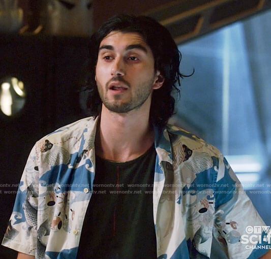 Behrad’s fish print shirt on Legends of Tomorrow