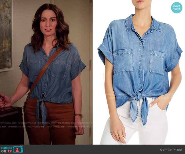 Bella Dahl Tie-Front Chambray Shirt worn by Dawn Solano (Sara Bareilles) on Girls5eva