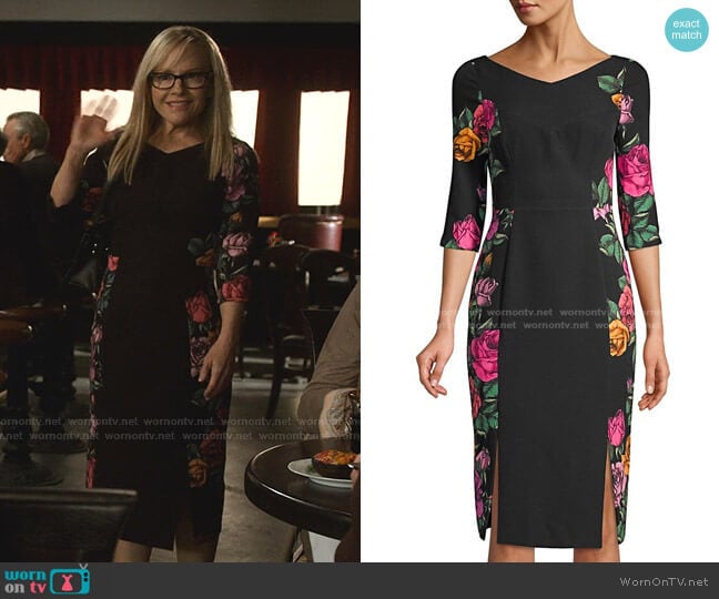 Prism Slit-Panel Sheath Dress by Black Halo worn by Linda Martin (Rachael Harris) on Lucifer