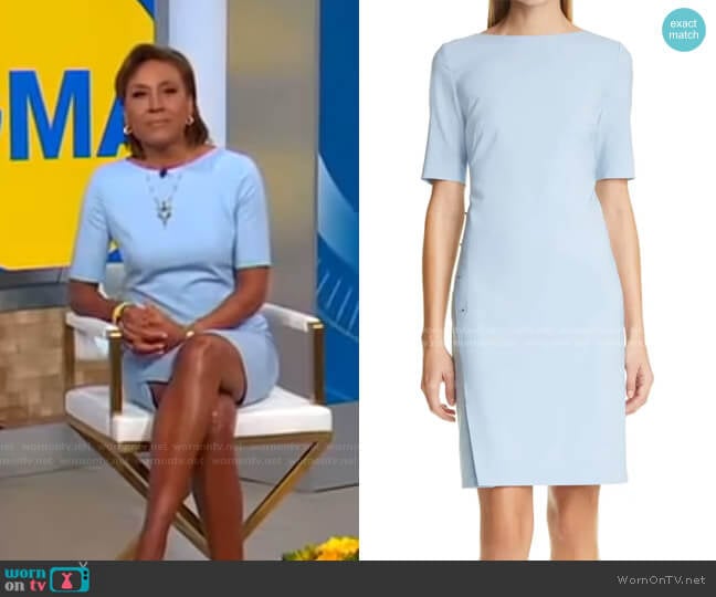 Diwoma Studded Wool Blend Sheath Dress by Boss worn by Robin Roberts on Good Morning America