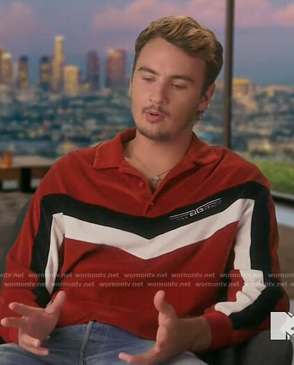 Brandon’s red striped polo shirt on The Hills New Beginnings