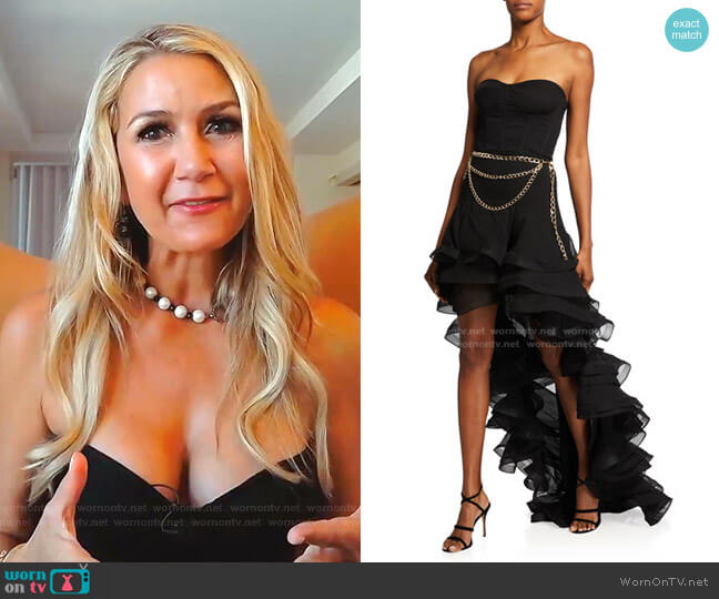 Savanna Bustier High-Low Ruffle Gown by Bronx and Banco worn by Kary Brittingham  on The Real Housewives of Dallas