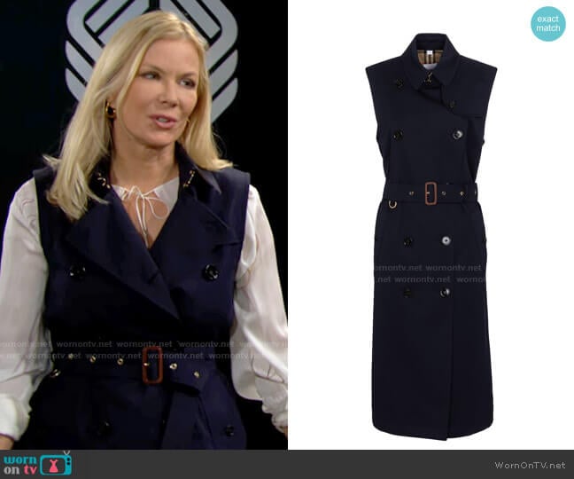 Burberry Cotton trench midi dress worn by Brooke Logan (Katherine Kelly Lang) on The Bold and the Beautiful