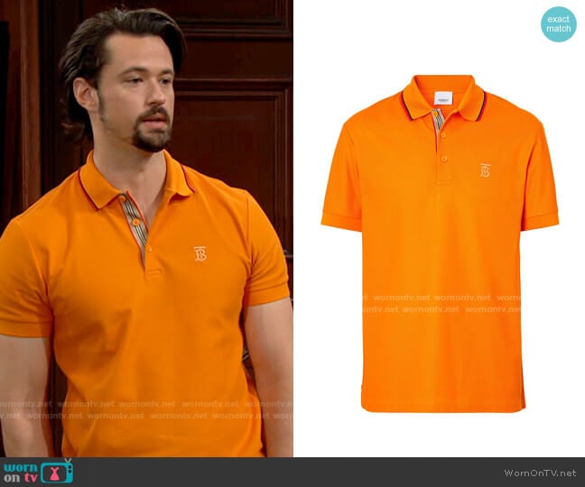 Burberry embroidered-logo polo shirt worn by Thomas Forrester (Matthew Atkinson) on The Bold and the Beautiful