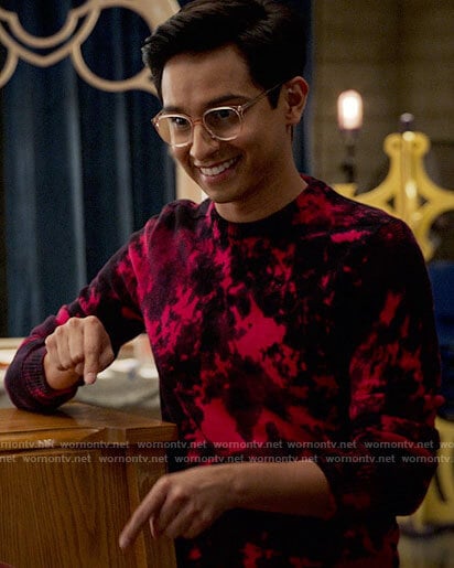 Carlos's red tie dye sweater on High School Musical The Musical The Series