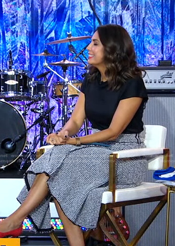 Cecilia's grey tweed skirt on Good Morning America